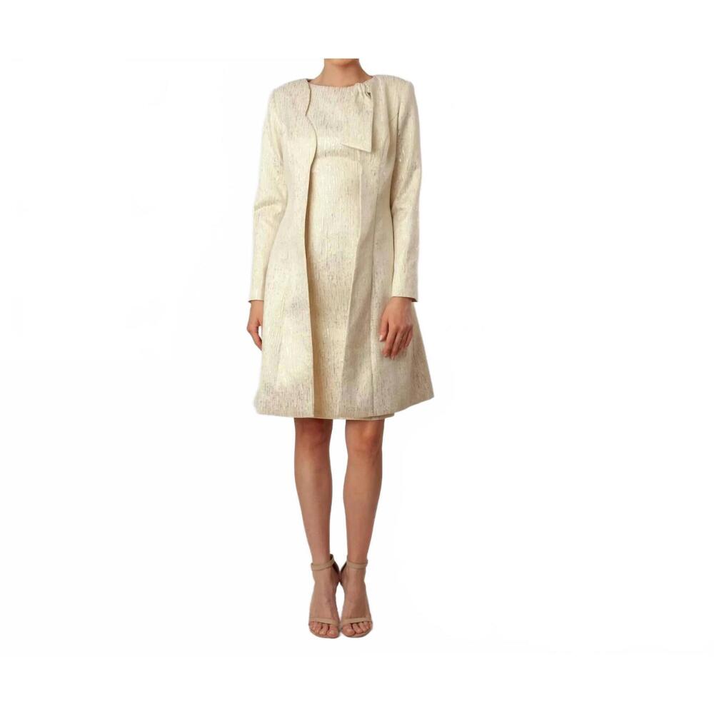 NEW CENIA scalloped fly-away topper + sheath dress in gold